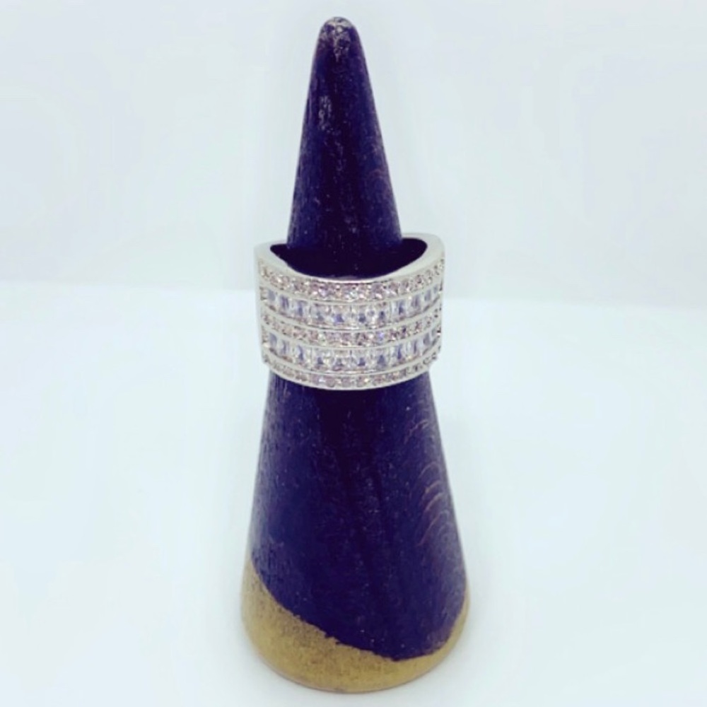 Sterling Silver Diamond Wide Ring - Picture 6 of 9